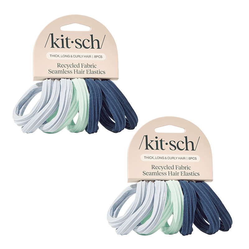 Recycled Fabric Seamless Hair Elastics 8pc Set (Garden Bouquet) Set of 2