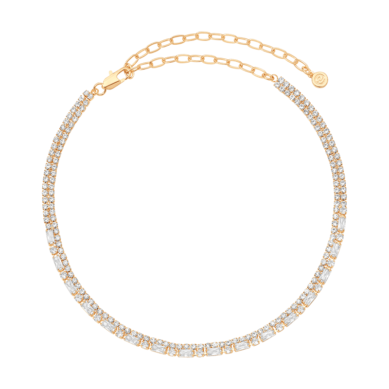 Dainty Crystal Strands 18k Gold Plated Choker