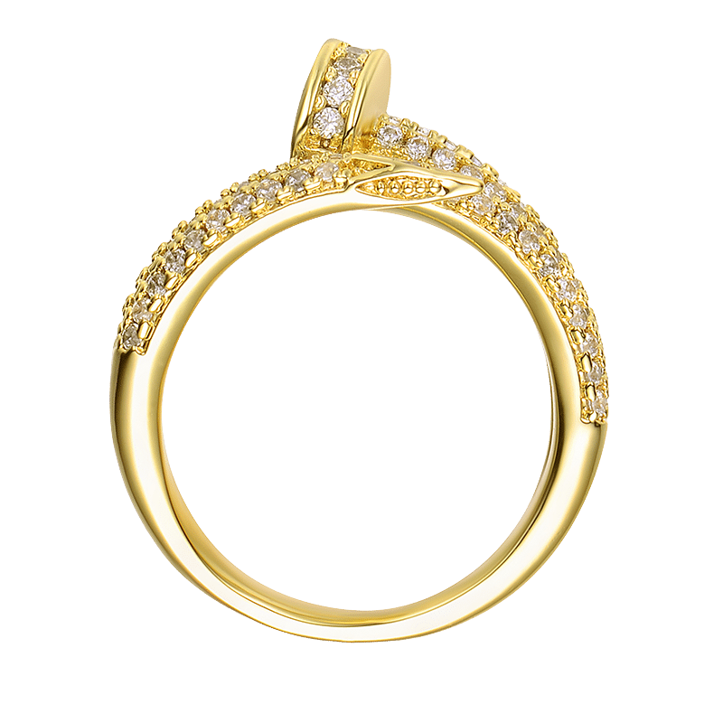 14k Gold Plated with Clear Cubic Zirconia Bypass Ring