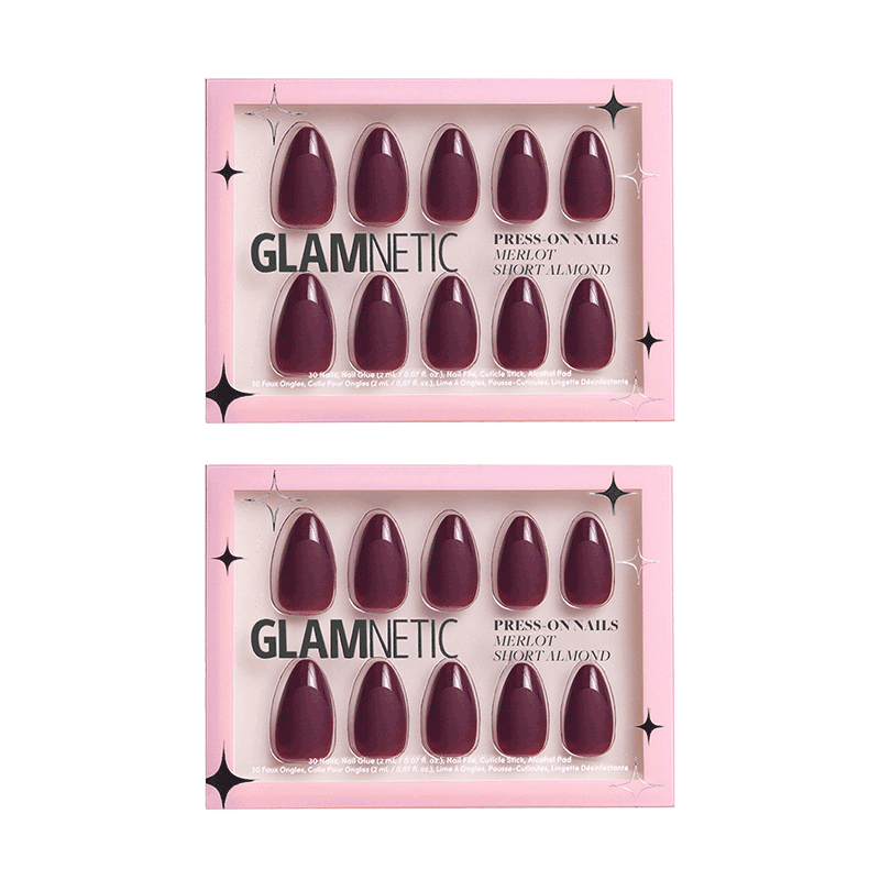 Merlot Short Almond Press-On Nails Set of 2