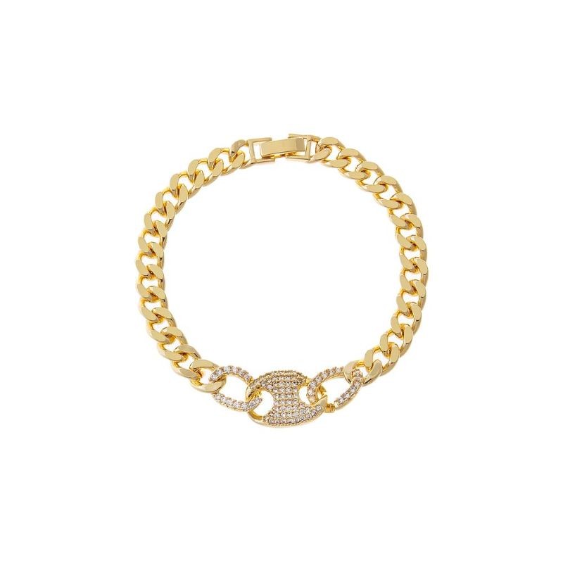 Solid Cuban Chain/ Pave Mariner Bracelet