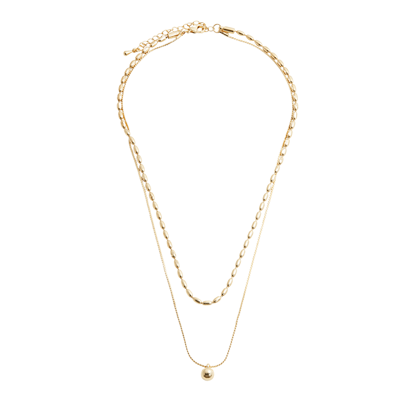 Rice Chain Ball Pendant Layered Necklace