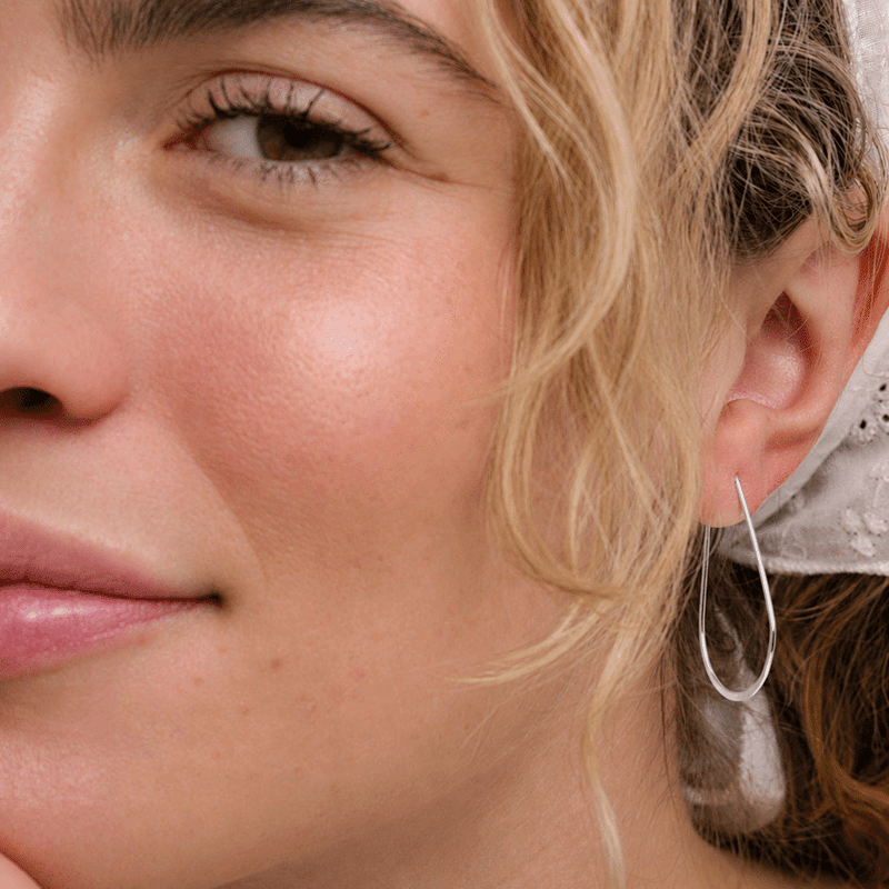 Silver Long Oval Hoop