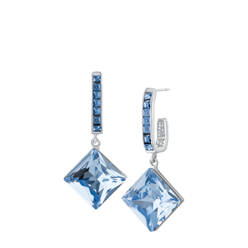 Crystal Princess Cut Drop Earring