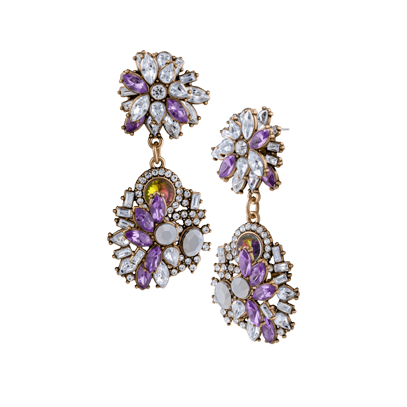 Baroque Floral Cluster Drop Earring
