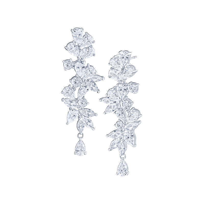 Multi Shape Statement Cluster Drop Earrings