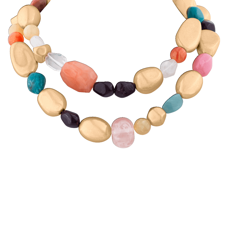 Vibrant Chunky Layered Nugggets Statement Necklace