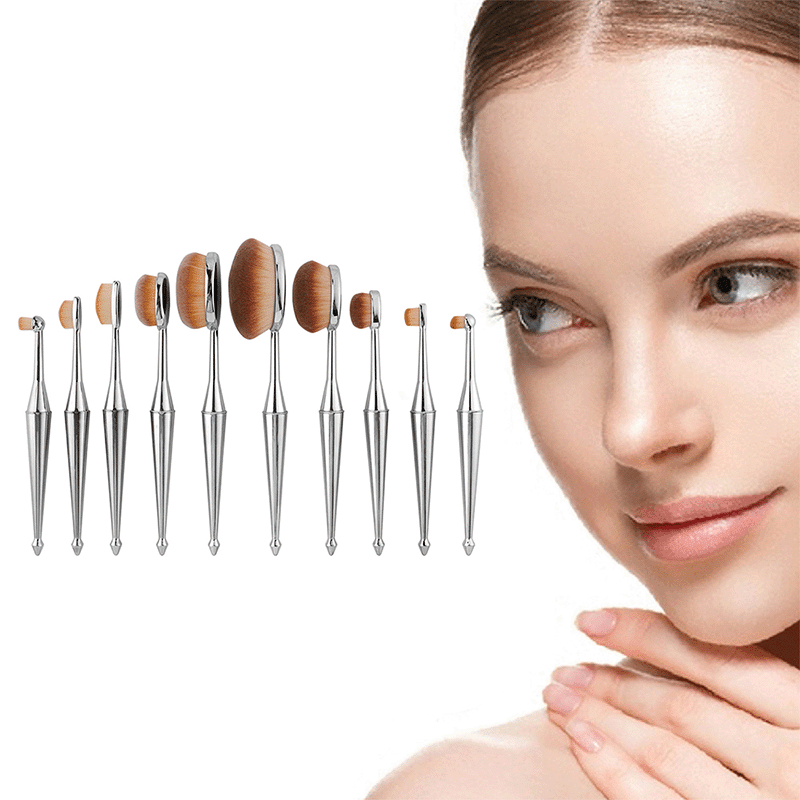10 Piece Professional Metallic Makeup Brush Set