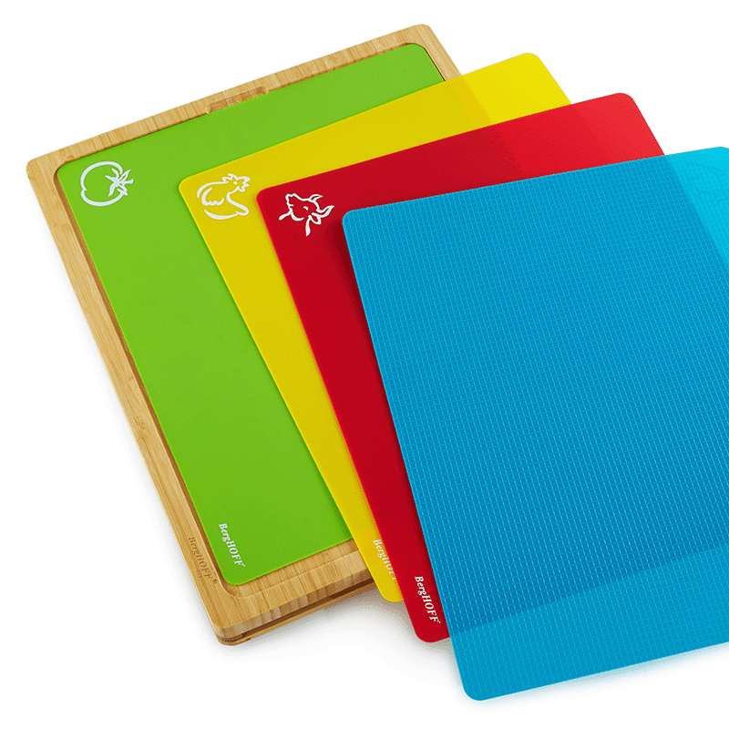 4 Piece Bamboo Cutting Board with Multi-Colored Inserts