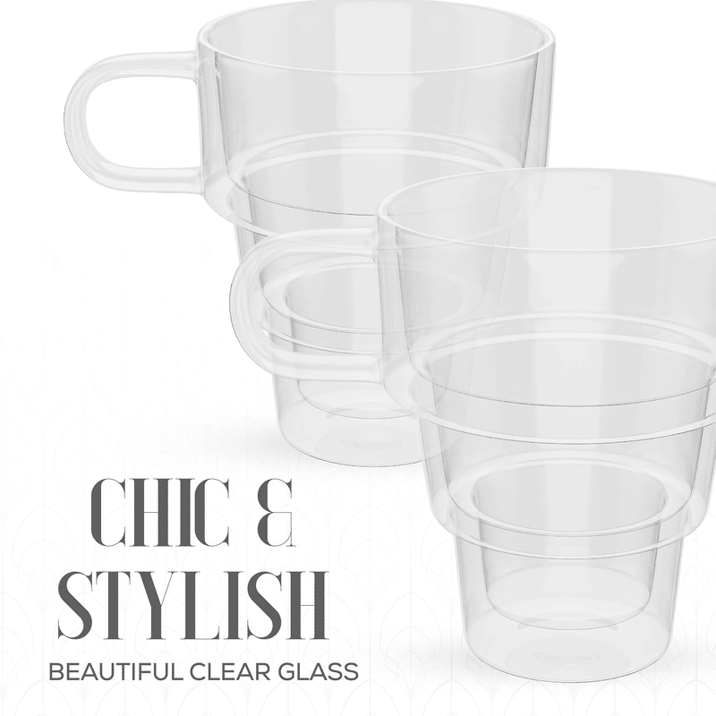 Glass Tiered Double Wall Mugs (4 Pack)