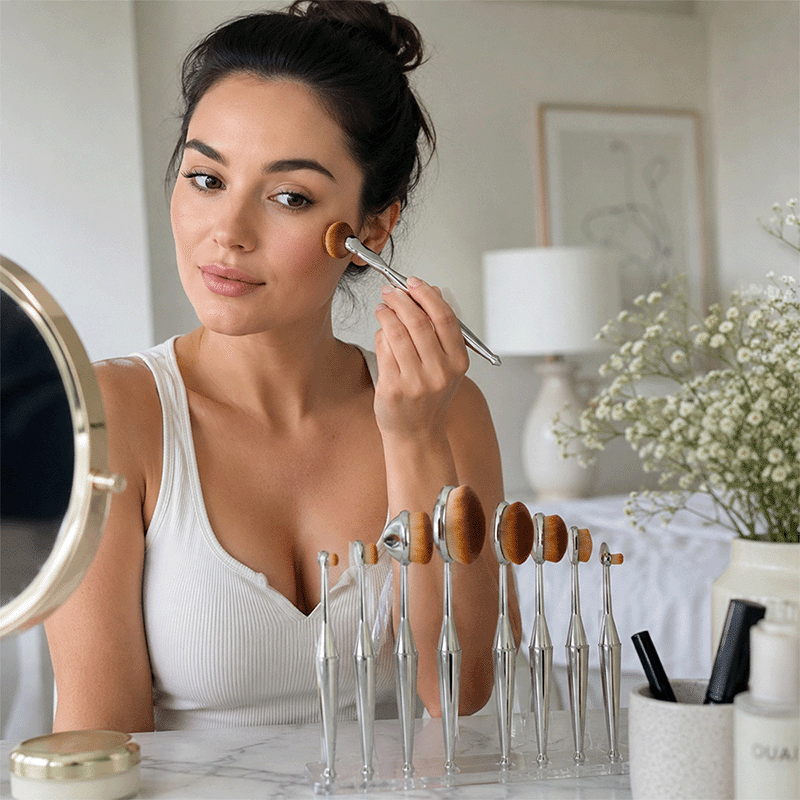 10 Piece Professional Metallic Makeup Brush Set