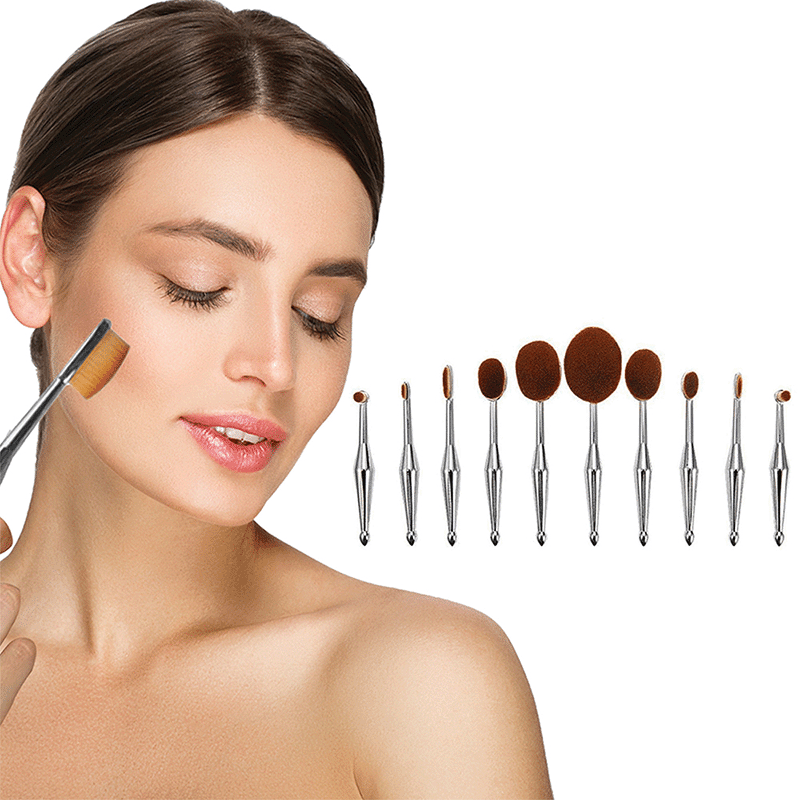 10 Piece Professional Metallic Makeup Brush Set