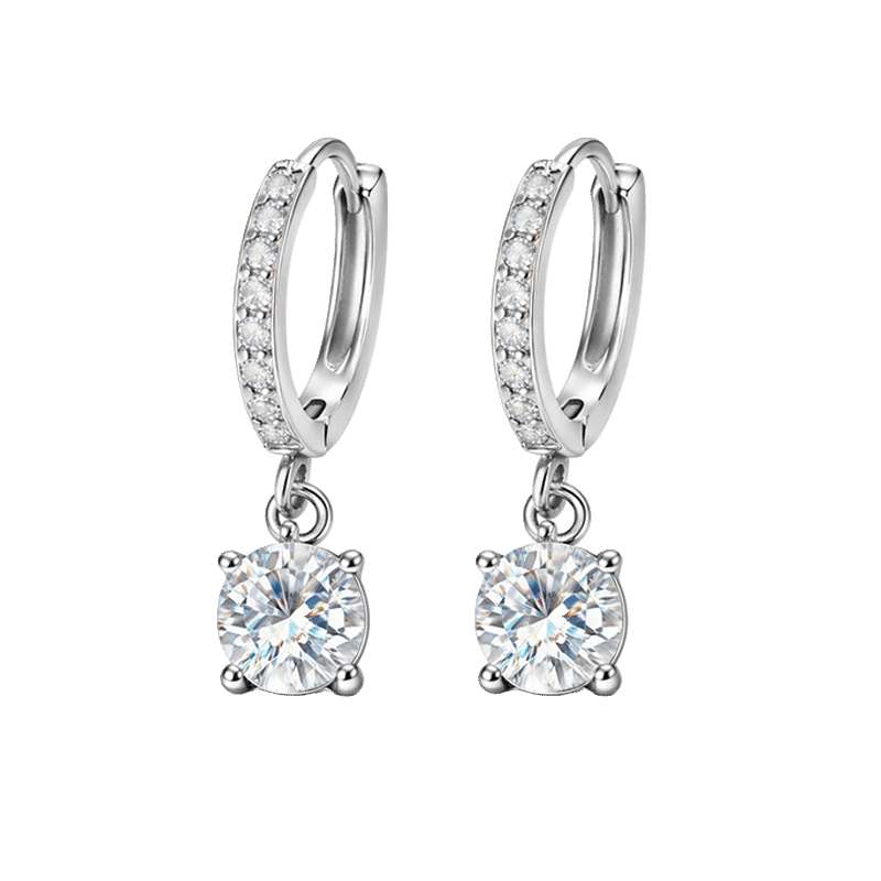 Crystal Huggie Drop Hoop Earrings
