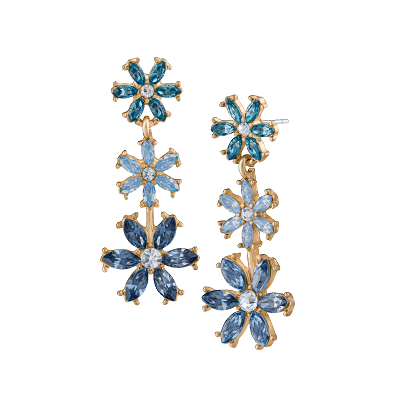 Graduated Triple Florals Drop Earrings