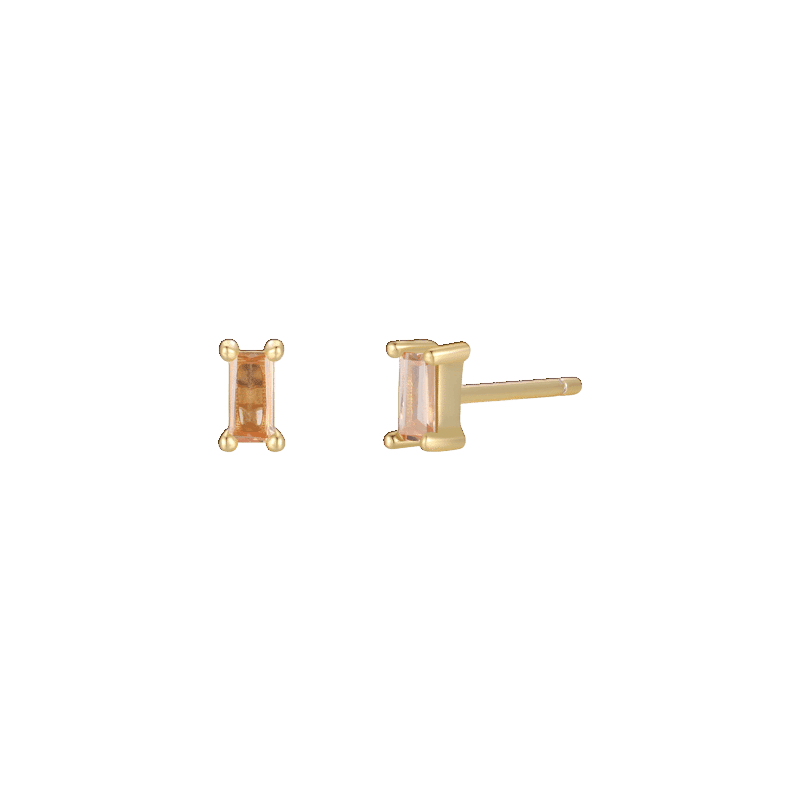 Champagne Baguette Stud Earring