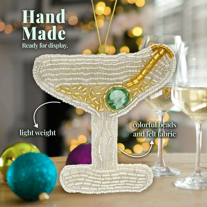 Martini Glass Beaded Ornament
