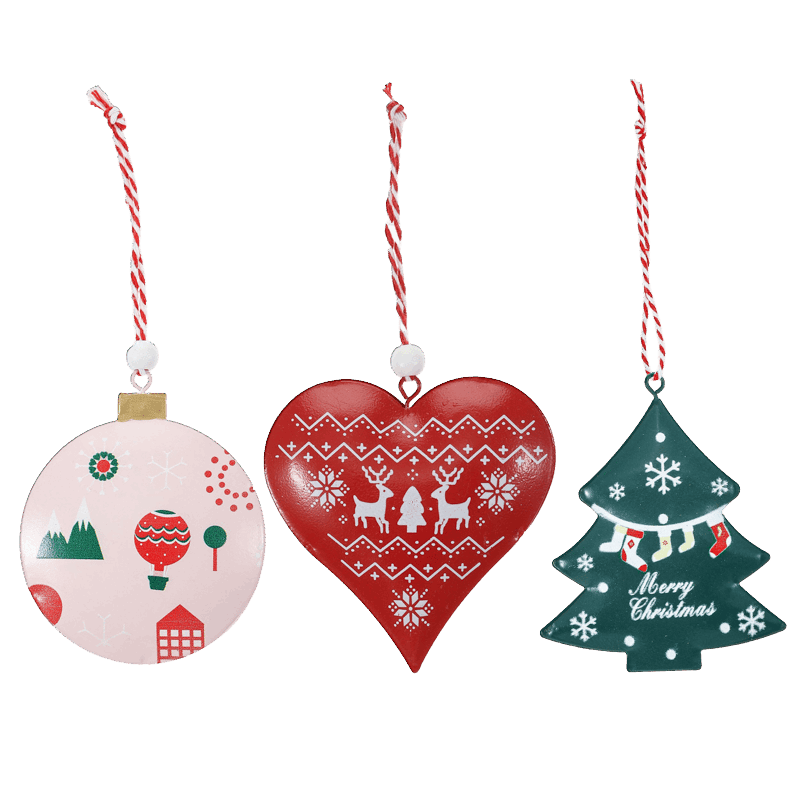 Set of 3 Vintage Metal Christmas Ornaments