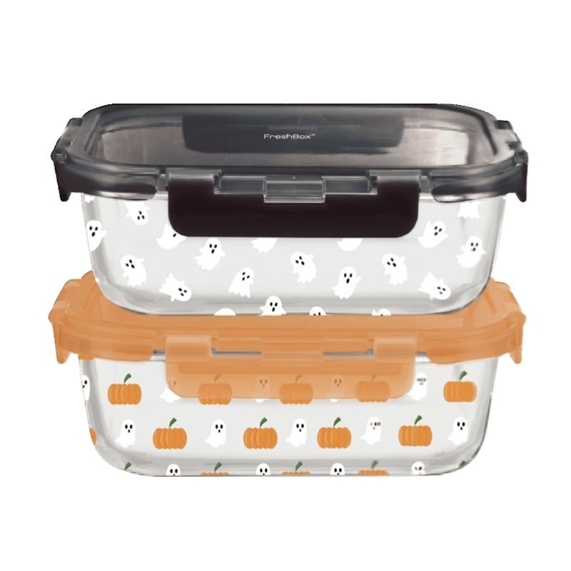 4PC Orange and Black Bow Print