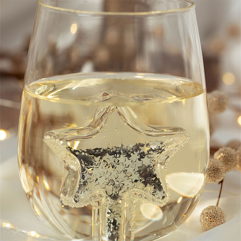 Glitter Star Stemless Wine Glass, Set of 4
