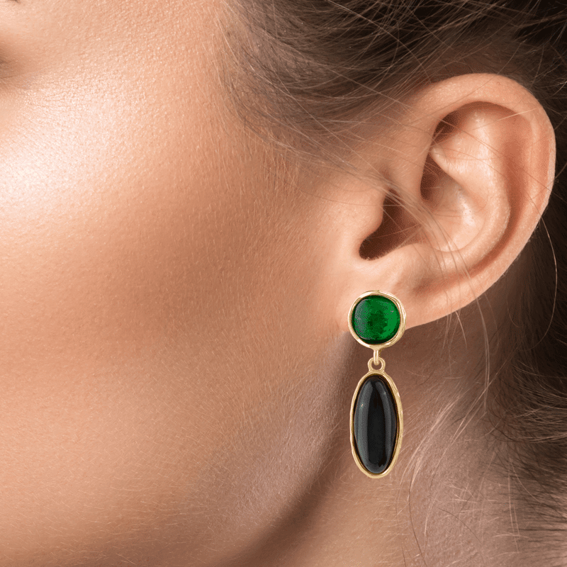 Organic Sculpted Cabochon Drop Earring