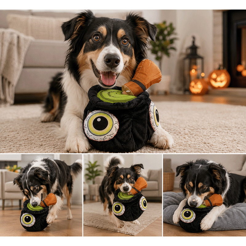 Halloween Squeaky Gnome & Witch Dog Toy (2 Pack)