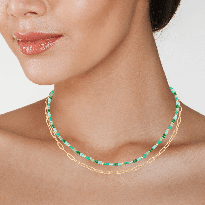 Double Layered Oval Chain/Beaded Necklace
