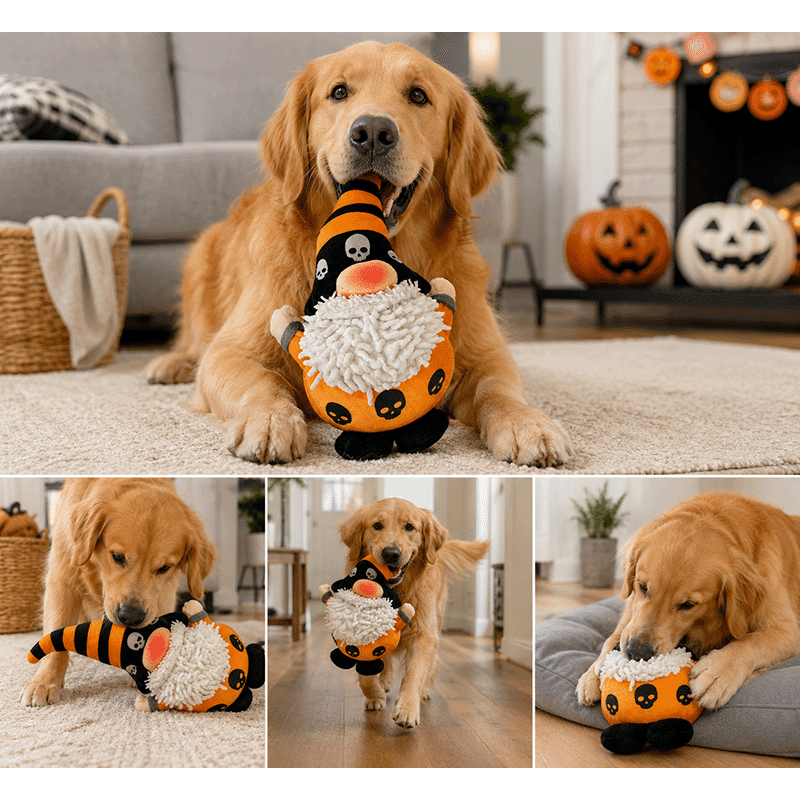 Halloween Squeaky Gnome & Witch Dog Toy (2 Pack)