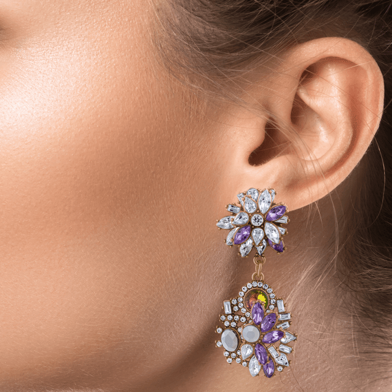 Baroque Floral Cluster Drop Earring