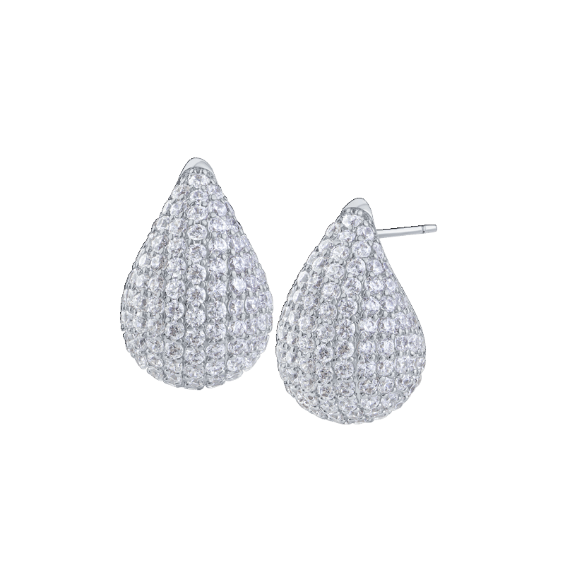 3Cttw Pave Cz Petite Teardrop Earrings