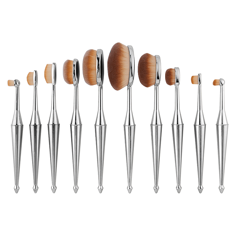 10 Piece Professional Metallic Makeup Brush Set