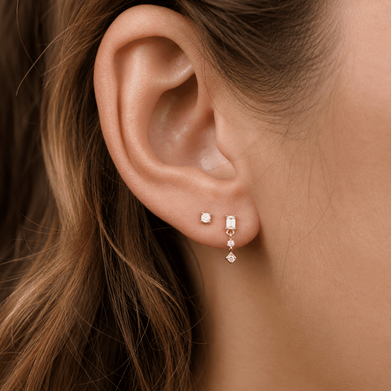 Mini Baguette Drop Earrings