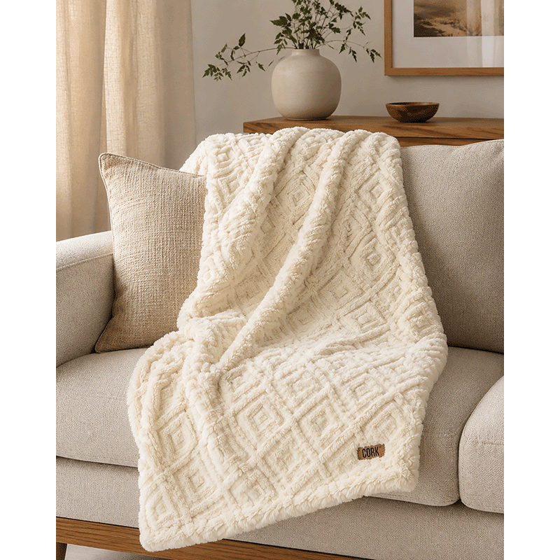 3D Faux Fur Shiny Flannel Wave Throw Blanket