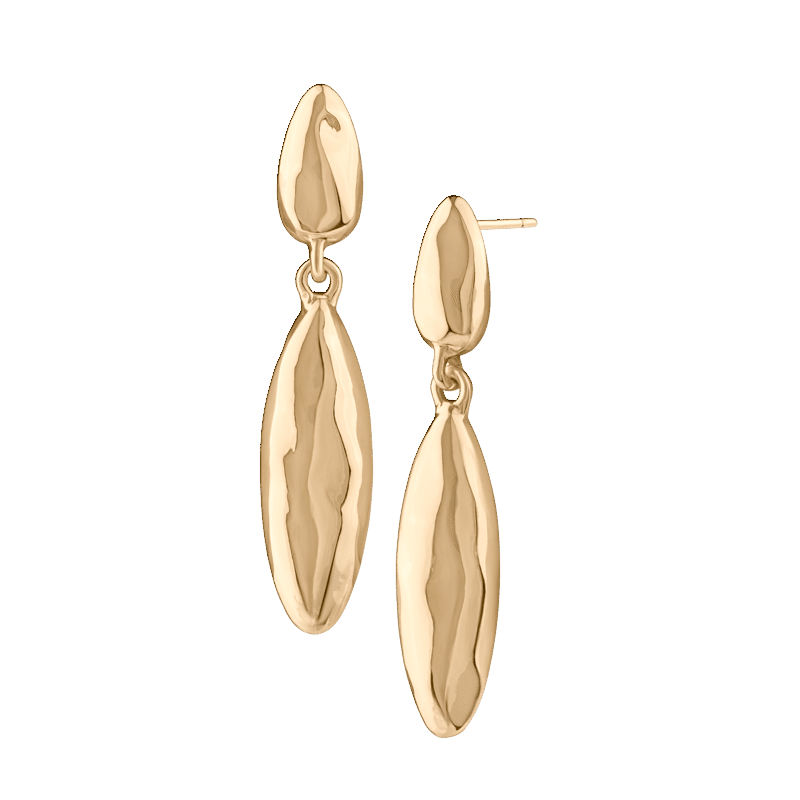 Softly Hammered Linear Drop Earring