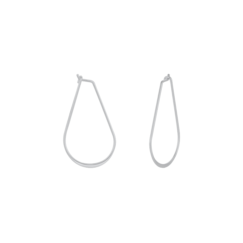 Silver Long Oval Hoop