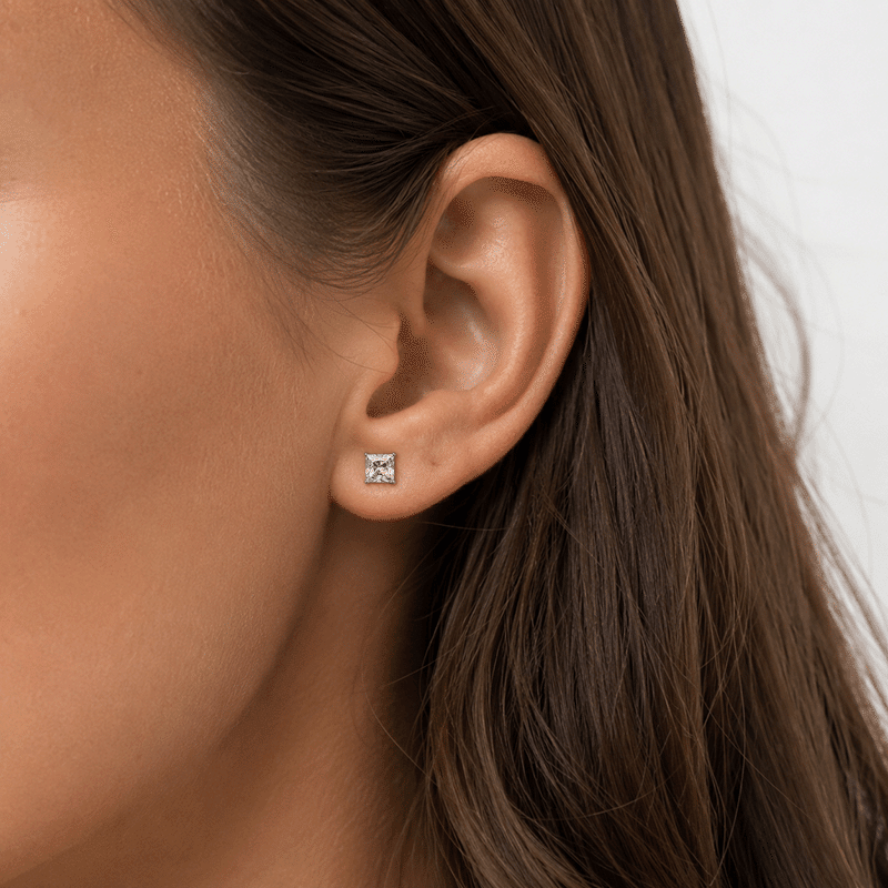 Sterling Silver Square Studs Earrings
