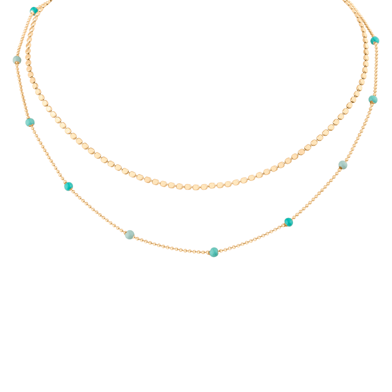 Double Link Chains W/ Turq Stations Necklace