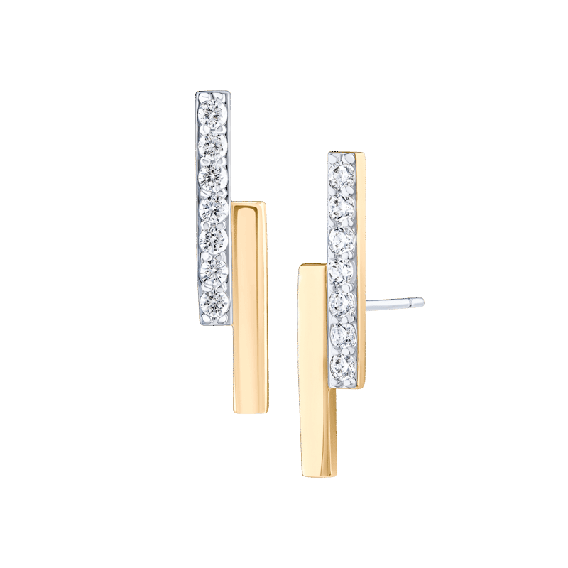 Pave Bypass Cz Bar Earrings