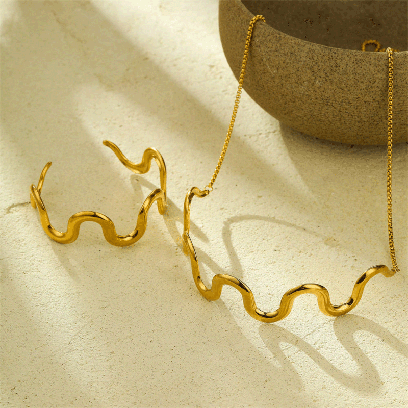 Wavy Choker Necklace & Bangle Set