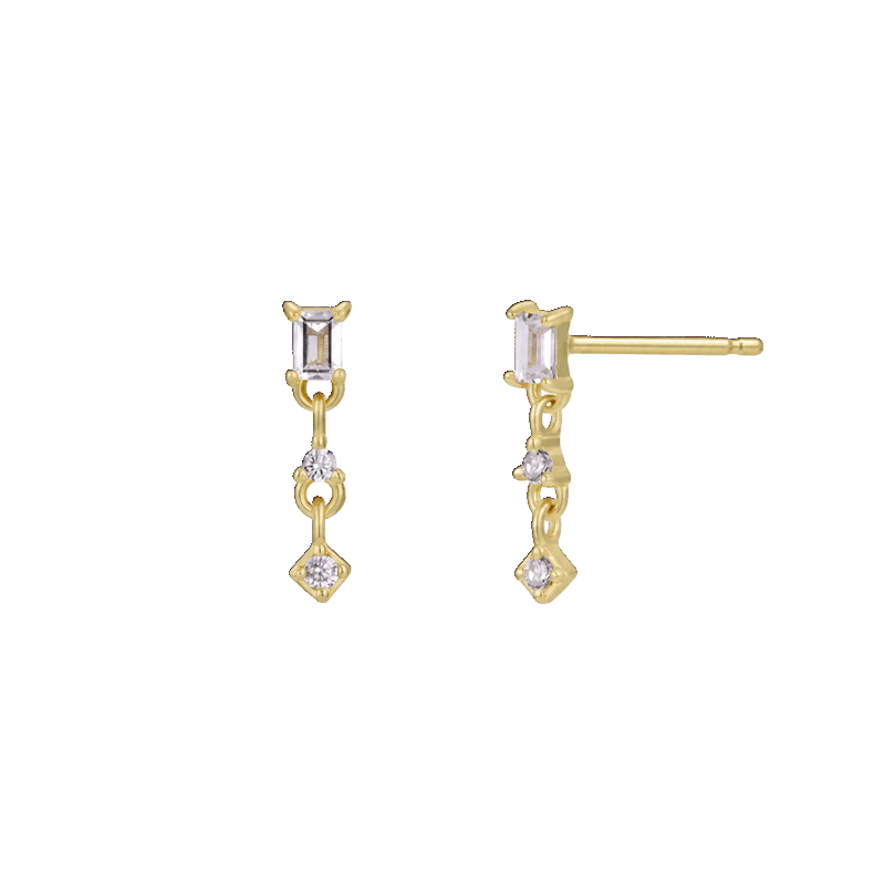 Mini Baguette Drop Earrings