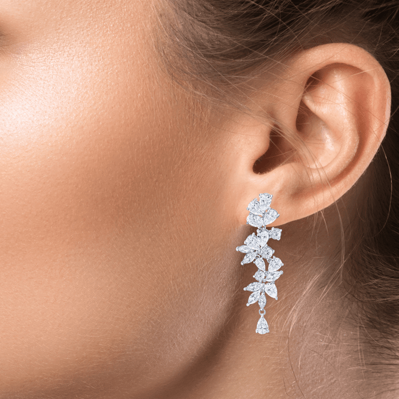 Multi Shape Statement Cluster Drop Earrings