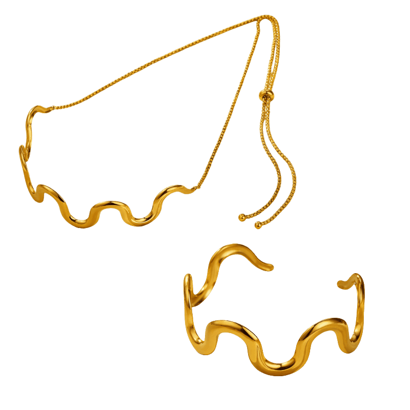 Wavy Choker Necklace & Bangle Set