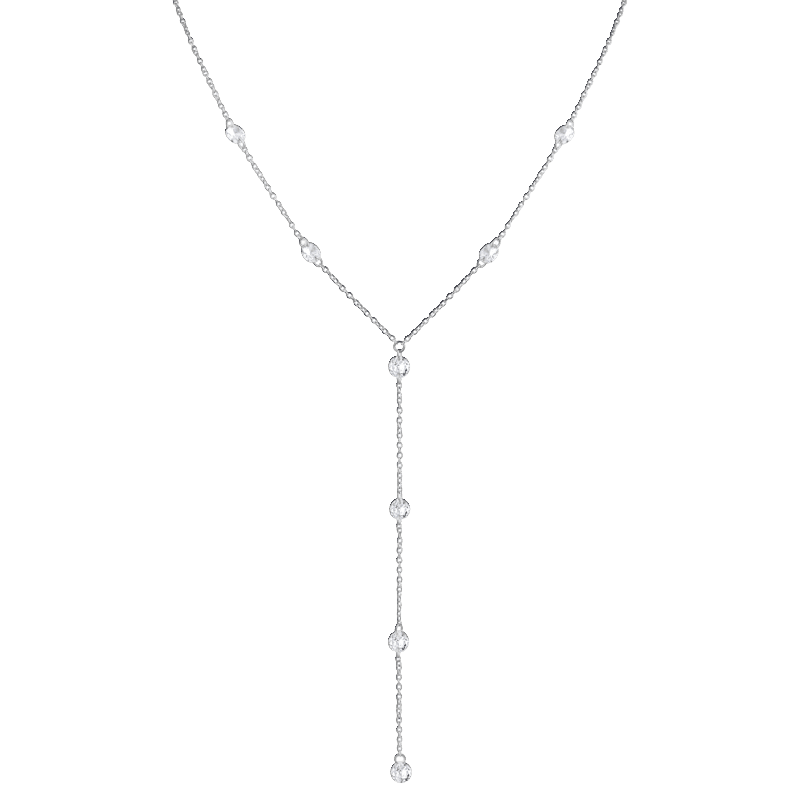 4 Cttw Round Cz Stations "Y' Necklace