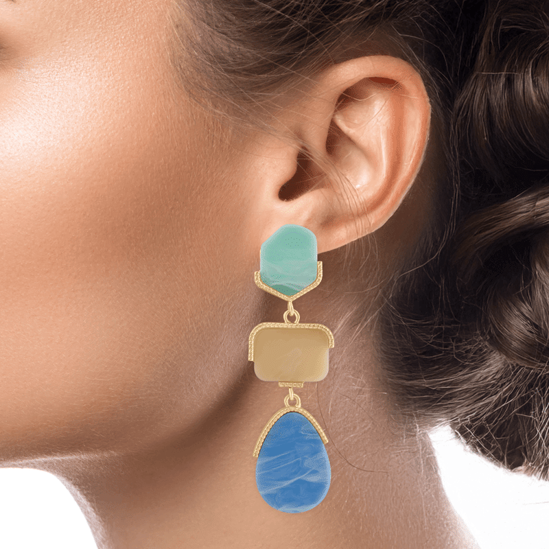 Pastel Stone Drop Statement Earring