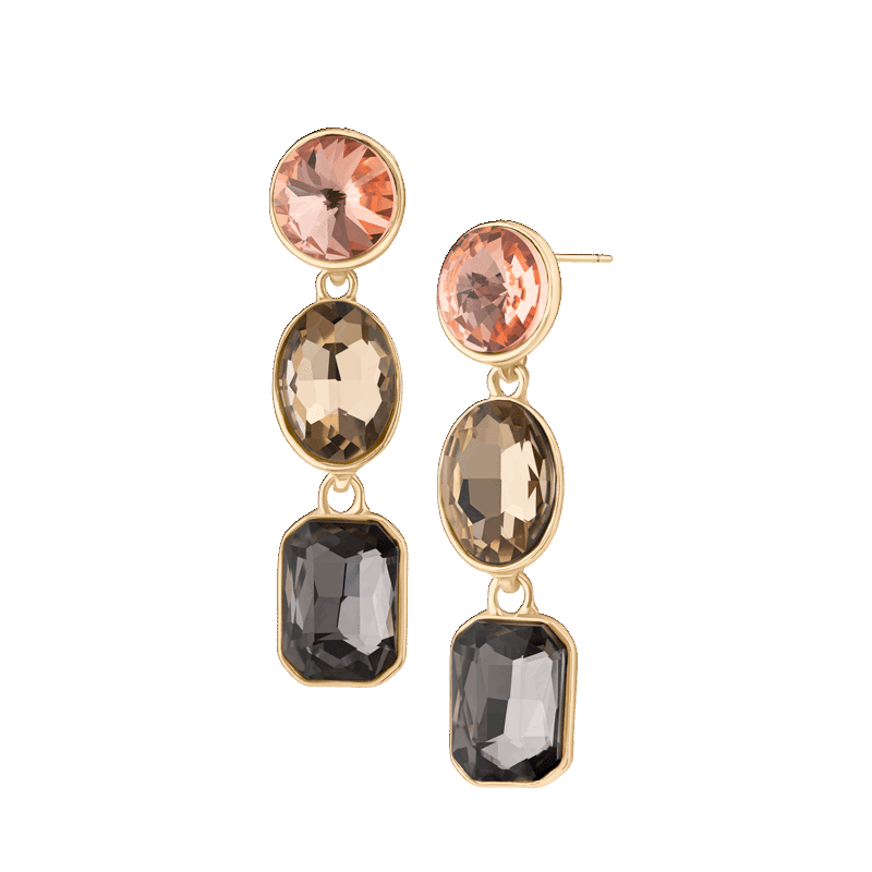 Smokey Crystal Multi-Stone Drop Earring