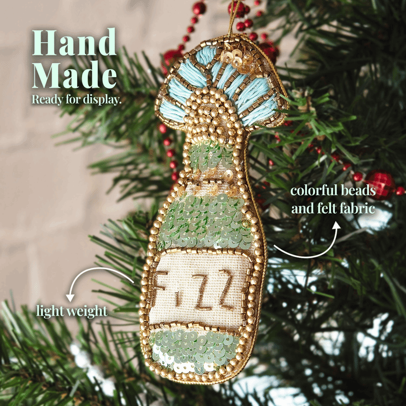 Fizz Champagne Beaded Ornament