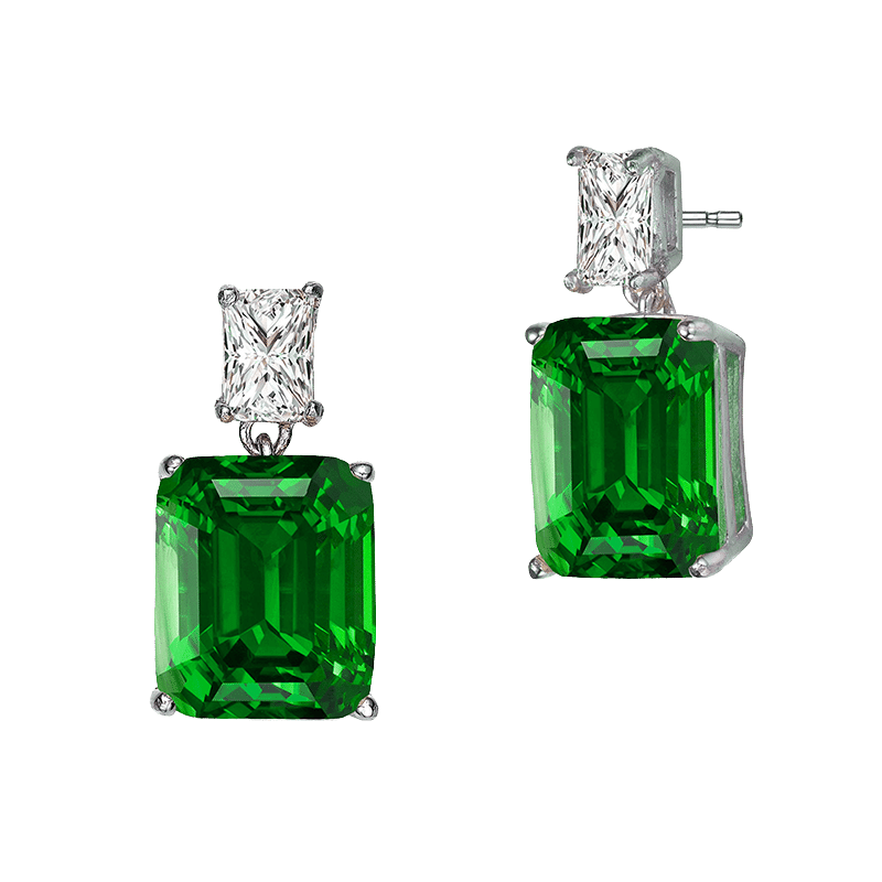 White Gold Plated Rectangle Stud Earrings