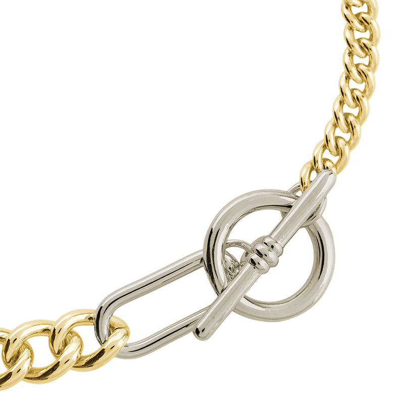Elaine Dualtone Mixed Chain Toggle Bracelet - Dual Tone S/M
