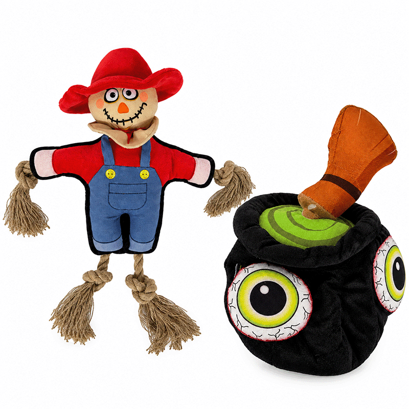 Halloween Scarecrow & Witch Dog Toy (2 pack)