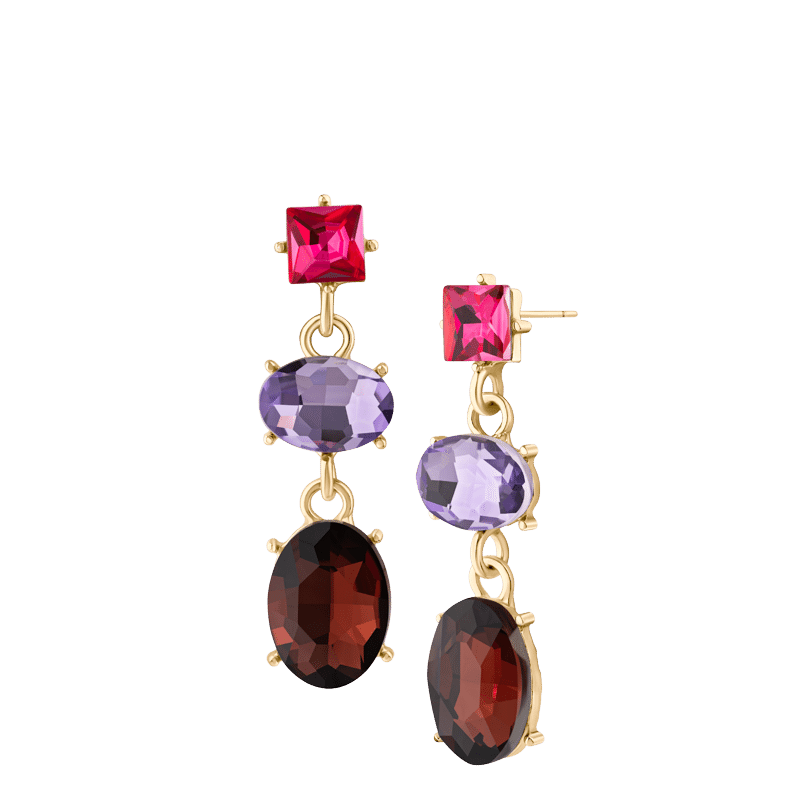 Bold Tri-Tone Crystal Dangle Earring