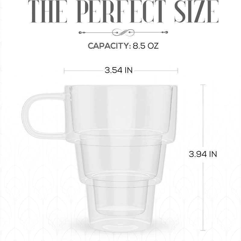 Glass Tiered Double Wall Mugs (4 Pack)